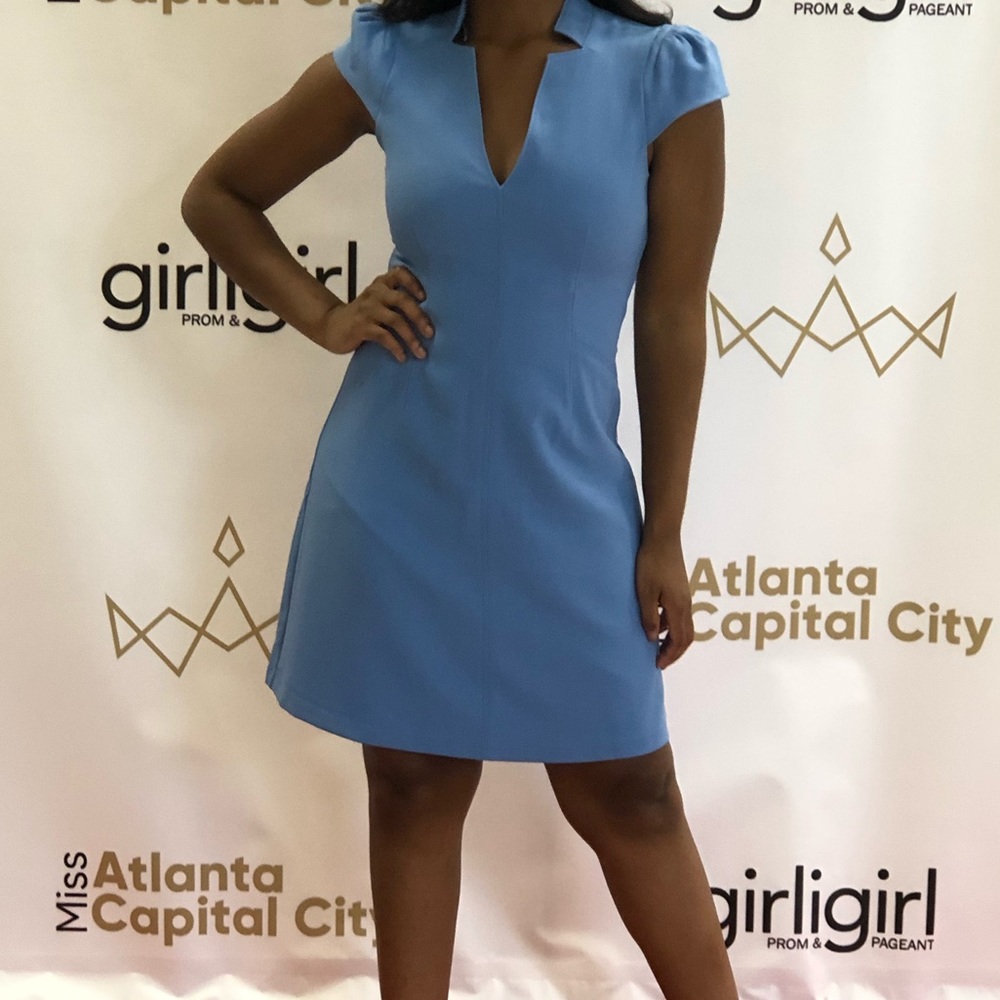 Vince Camuto Notched Collar A-Line Dress